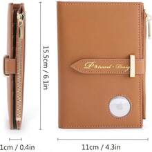 VanFn Airtag Passport Holder, RFID Travel Passport Wallet, Family Passport Holder, Ladies Bifold Wallets, Slim Leather Credit Card Wallet Women, Trip Document Organizer P.Travel Series2025 - 棕色 - 查看 4