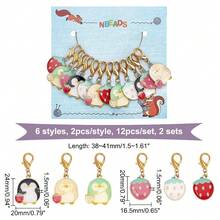 NBEADS 24 Pcs Strawberry Penguin Stitch Markers, Enamel Alloy Crochet Charms With Lobster Claw Clasps For Knitting, Weaving, Sewing, And Jewelry Making{"Color_name":"StrawberryPenguin"} - 草莓企鵝 - 查看 3