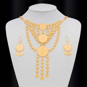 3 件玫瑰花几何元素多层颈链，优雅奢华，适合婚礼新娘、母亲节、情人节、女士日常祝福礼物