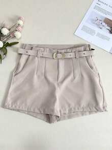 TAILORED SHORTS WITH LINED BELT FASHION BLOGGER - Beige - View 1