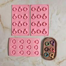 1 buc. Mucegai de ciocolată din silicon cu 12 cavități, în formă de inel creativ, pentru copt DIY, fursecuri, budincă de bomboane, tavă pentru cuburi de gheață