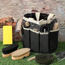 12 Pieces Horse Grooming Kit With Organizer Tote Bag Tack Room Plies Horse Brush Sets Equine Care Cleaning Kit Shedding Grooming Massaging Tools Khaki - Khaki - View 4