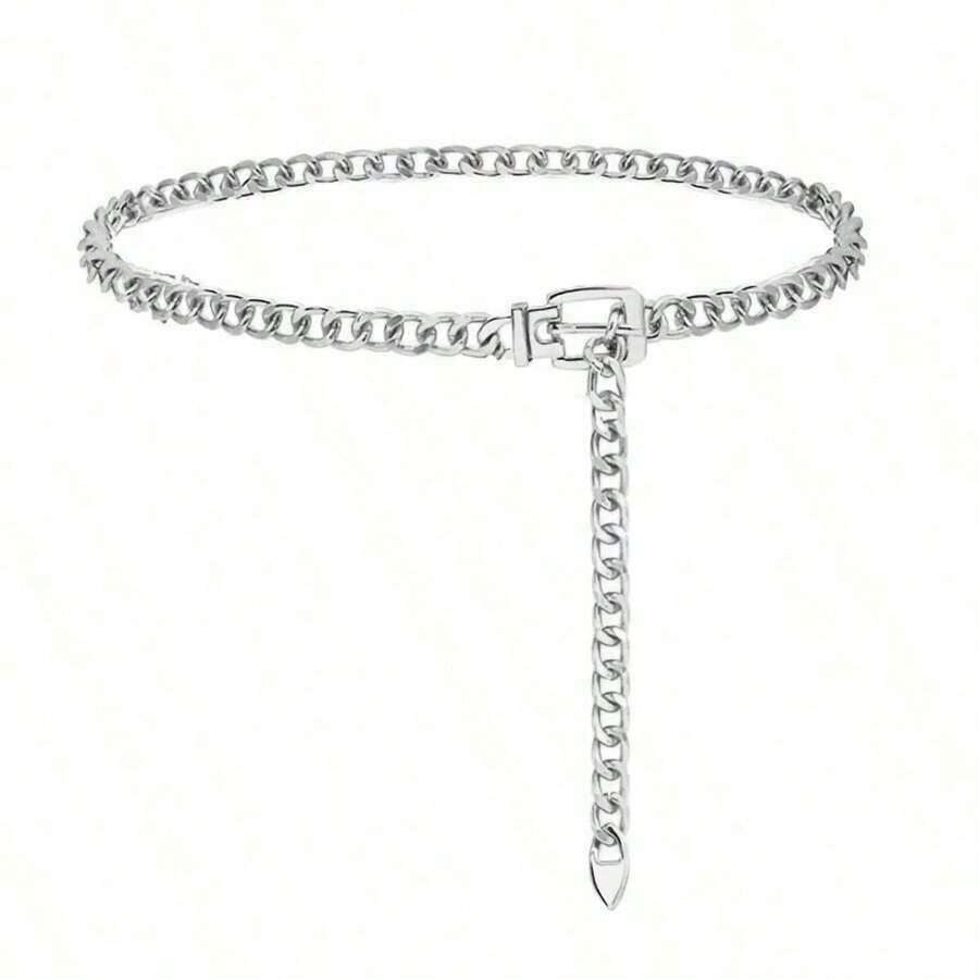 1pc Gold Metal Chain Belt, Fashion Women Waist Chain Jewelry Accessory For Parties - Bạc - Xem 1