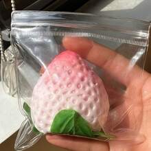 1 件果冻猫软玩具柔软 Q 弹性不粘感官坐立不安软 Taba 软油亮大草莓软玩具，硅胶质地高品质手工制作减压食品玩具，DIY 新款透明粉色草莓奶油浇头 - 彩色 - 查看 7