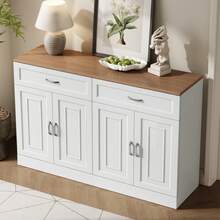 Sideboard With Shelves, Sideboard With Bumper, Natural Wood Grain - 1 - View 7