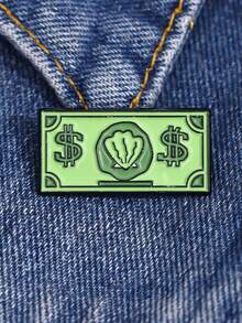 1pc Unique Winged Currency Shaped Alloy Fixed Brooch, Fashion Lapel Collar Decor Accessory