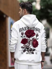 Men's Fleece Hoodie With Pocket, Printed Design, Autumn/Winter, Long Sleeve Top