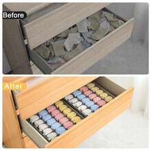 Organizador de ropa interior, calcetines, pantalones, sujetador, caja de almacenamiento, armarios, cajones, armario, ropa, bufanda, cajas organizadoras de almacenamiento para dormitorio - Gris claro 6 cuadrículas - Ver 4