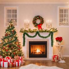 1 pièce Guirlande de sapin artificielle de 10 m pour décoration de Noël, verdure douce sans éclairage, convient pour décoration intérieure et extérieure, escalier, cheminée, jardin, fête de vacances, mariage, rampe, fenêtre, décoration de la maison