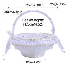 Photography Basket Props For Studio Photo Shoots With Pearl And Satin Ribbons For Weddings And Special Events - White - View 7