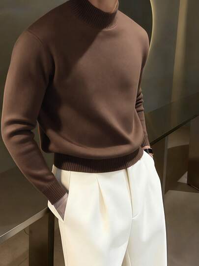 Herbst/Winter Neuer Pullover mit hohem Kragen, weich, Lässig Strick Warm Top