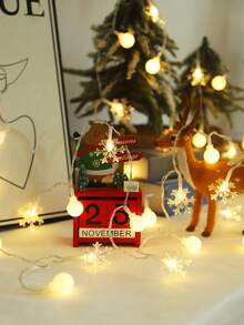 1pc 1.5/3/6m Snowflake&White Ball Christmas Decoration LED Light String, Christmas Indoor Decoration Snowflake Light String, Christmas Tree Decoration Light, Winter House Room Wall Decor Light String, Home Bedroom Decor Snowflake String Lights