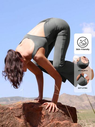 Yefecy 女式连体运动连体裤露背收腹短袖连体裤 Lizvette V 背紧身瑜伽连体裤