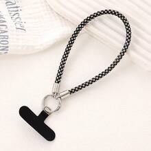 Cordón personalizado para teléfono móvil - Elegante y lujoso estilo a cuadros con cristales, atractivo y exclusivo accesorio universal de estilo corto para teléfono, correa de muñeca de nicho, cadena anti-pérdida para teléfono, pequeño regalo - Multicolor - Ver 8