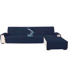 YSTYLE 100% Waterproof 2/3/4 Seater Sofa Cover With Peninsula, Universal Reversible Corner Sofa Cover - Navy Blue - View 2