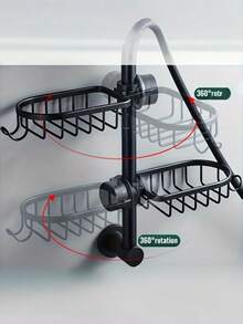 1 Stück Badezimmer Duschraum, Toiletten Duschablage, Platz Aluminium Badezimmer Duschstange Ablage, Armatur, Netzkorb, Aufbewahrung