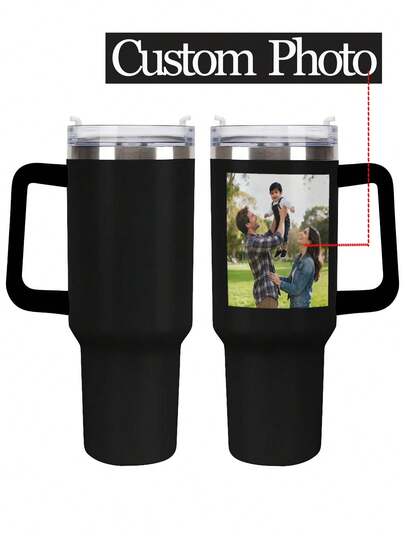 1 Pc Of The Pictured Custom 40oz Stainless Steel Water Bottle With Lid - The Perfect Gift For Christmas, Thanksgiving, Halloween, And Birthdays - Durable, Multi-Purpose Water Bottle For Dad, Son, Mom, Sister, Teacher, Coworker, Friend, Or Brother, With A Customizable Straw Brush.