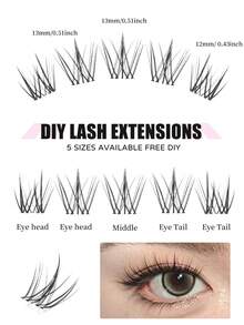 120 件/套卡通风格可重复使用簇状假睫毛，分段设计增强眼部效果，送给女性和女孩的礼物，大容量，分段假睫毛，睫毛簇，单根睫毛