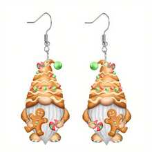 2PCS/8pcs/Set Cartoon Christmas Gnome Earrings, Acrylic Lady Fashion Pendant Dangle With Elf Print Designs, Holiday Jewelry Set For Her - Unique Party Accessories Suitable As Perfect Festive Present On Xmas, Halloween, Valentine's Day, Easter & Thanksgiving, For Teenager, Seasonal Gifts, Celebration Earrings, Whimsical Design, Lightweight Earrings, Gnomethemed Jewelry