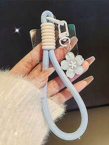 1 pieza Llavero con colgante de Sakura de gelatina estilo INS, cadena trenzada, accesorio de encanto de teléfono corto - Multicolor - Ver 4