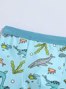 4pcs/Pack Boys' Soft & Comfortable Dinosaur Fossil Print Briefs, Kids & Teens