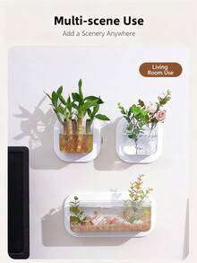 1pc Multi-Functional Wall-Mounted/Hanging Plastic Decor - Creative Vase, Mini Office Fish Tank & Hanging Hydroponic Planter For Living Room Home Decoration Accent, Space-Saving Indoor Plant/ Aquarium Display
