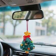 Car Rearview Mirror Charms Cute Crochet Christmas Tree Hanging Decorations Small Ornaments - Dark Green - View 5
