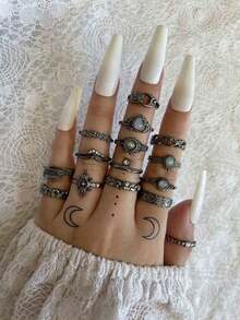 15pcs & Drop Decor Ring - Gun Black - View 6