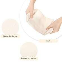 GFU Makeup Bag, Travel Cosmetic Bag For Women, Large Capacity Travel Toiletry Bag Waterproof PU Leather, Multifunctional Cosmetic Pouch For Girls, Women And Moms Gifts, Beige White{"Color_name":"Creamy"} - 奶油狀 - 查看 5