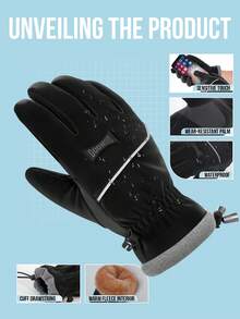 GOUNOD 1 para zimowych rękawic motocyklowych do jazdy na nartach, przeciwzamarzaniowych, antypoślizgowych, termicznych, z grubym wykończeniem i funkcją obsługi ekranów dotykowych, dla kobiet i mężczyzn.