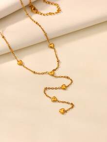 Colar longo em forma de coração em aço inoxidável para mulheres, colares de corrente antidesbotamento banhados a ouro 18K, joias para casamento e férias, acessórios para baile de formatura, presentes de Natal para mãe/melhor amiga