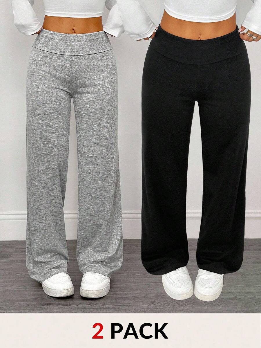 Tween Girls' Casual Solid Color Straight Leg Sweatpants