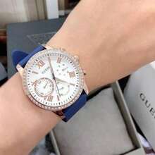 Guess Ladies' Watch, Fashionable And Casual Multi-Function Analog Crystals Pink Silicone Strap Quartz Watch, GW0113L4, Suitable For Daily Gatherings And Dinners, The Perfect Birthday Gift