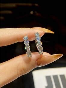 1 Pair Of 0.3 Ct High-End Elegant Moissanite Earrings Women's Engagement & Wedding Earrings S925 Sterling Silver Earrings Elegant Luxury Ear Jewelry Bridal Wedding Jewelry - Moissanite Earrings - View 4