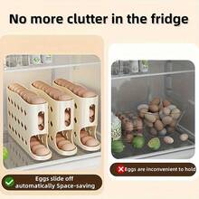 30-Egg Capacity 4-Tier Refrigerator Egg Rack - Automatic Rolling Egg Organizer With Space-Saving Design, Durable PE Material, Multi-Purpose Kitchen & Fridge Storage Rack For Freshness & Organization, Egg Holder For Refrigerator, Fridge Organization, Modern Kitchenware, Sturdy Construction, Home Cooks, Compact Design, Highquality Material, Meal Preppers - Màu be - Xem 6