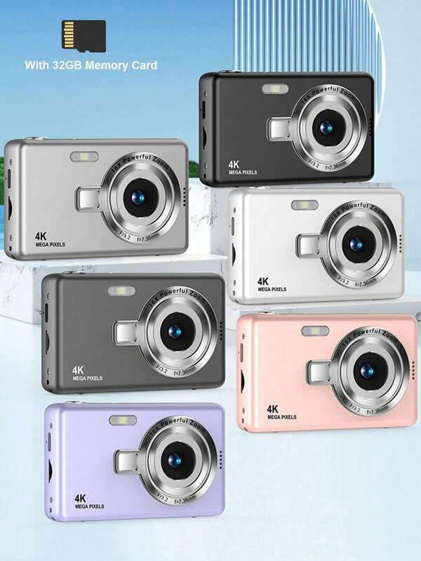 1 Peça Câmera Digital Q12 com Cartão de Memória de 32G, Sensor de 50 Megapixels, Tela de 2,4 Polegadas, Câmera Recarregável com CCD e Vários Modos de Filtro. Câmera Digital Portátil Anti-Tremor com Zoom Inteligente para Uso Externo