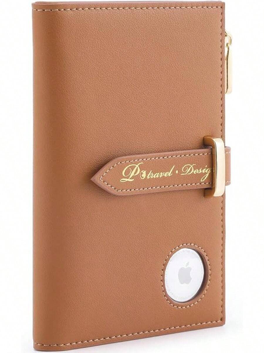 VanFn Airtag Passport Holder, RFID Travel Passport Wallet, Family Passport Holder, Ladies Bifold Wallets, Slim Leather Credit Card Wallet Women, Trip Document Organizer P.Travel Series2025 - 棕色 - 查看 1