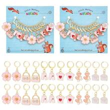 24 Pcs Pink Themed Stitch Markers, Envelope/Heart/Flower/Purse/Pants/T-Shirt Alloy Enamel Charms Removable 304 Stainless Steel Hoop Locking Stitch Marker For Sewing Accessories{"Color_name":"6StylePinkTheme"} - 6Style粉紅主題 - 查看 1