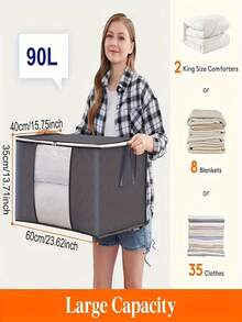 6 peças/1 peça: bolsa de armazenamento grande de 99 litros com zíper e alça, bolsa de armazenamento dobrável, adequada para organizar roupas, cobertores e colchas. Recipiente quadrado multifuncional, adequado para organização de armários, recipiente de armazenamento, organizador de roupas, recipiente para organização de mudanças, armazenamento para decoração de casa de Natal.