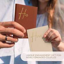 Elegant Linen Wedding Vow Books With Gold Foil Lettering - Perfectly Sized His And Hers Vow Books With Plenty Of Pages To Write Whatever Is On Your Heart - A Beautiful Addition For The Wedding Day , Thanksgiving Gifts, Christmas Gifts, Halloween Gifts, Valentine's Day Gifts, New Year Gifts - 赤陶米色 - 查看 4