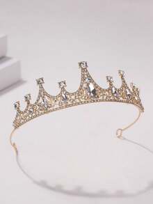 1 pieza Diadema con corona de princesa con rhinestones de moda para mujer, accesorio de cabello dulce para cumpleaños, coronas, tiara