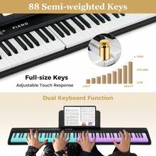 88-Key Piano Keyboard Foldable Full Size Semi Weighted Electronic Keyboard - Xem 9