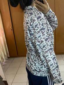 Y2k Camo Print Long Sleeve Shirts Going Out Tops,Women'S Vintage Camo Half Zip Pullover Sweatshirt, Casual Long Sleeve Kangaroo Pocket Hoodie,Vacation Outfits Women, Perfect Mother'S Day Gift For Mom - 紫丁香色 - 查看 4