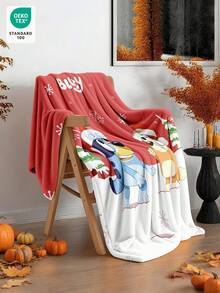 Bluey Pătură de Crăciun din flanel Bluey - Prima alegere pentru decorarea camerei, super moale, ușoară, imprimeu cu desene animate, fulgi de zăpadă Bluey Catch, perfectă pentru casă, un cadou zilnic, de ziua de naștere pentru prieteni, familie, pentru tine, pătură confortabilă și caldă, decor de cameră de Crăciun, înapoi la școală, rechizite școlare, decorațiuni de Crăciun, decor dormitor, nuntă, pătură, Oeko-Tex