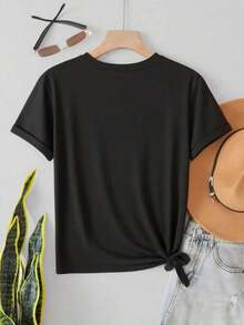 camisetas blusas para dama casuales elegantes premium playeras juvenil disfraces sudaderas para mujer camisetas de mujer liso playera disfraces de mujer niña disfraz pijamas pillamas para dormir de mujer pijamas para parejas - Negro - Ver 3