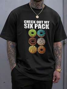 Manfinity Homme Men's Casual Donut Print Short Sleeve T-Shirt, Summer - Màu xám thể thao - Xem 1