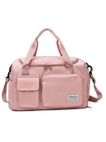 Trockene-Nasse-Trennung Sport Fitness Tasche mit großer Kapazität, Reisetasche, wasserdichte Handtasche, Sporttasche mit Schuhfach und nass-trocken Aufbewahrungsfächern für Herren und Damen, faltbare Kulturtasche, Wochenendtasche, Collegetasche, Urlaubstasche, Krankenhaustasche für Urlaub und Outdoor-Aktivitäten wie Skifahren - Pink - Übersicht 9