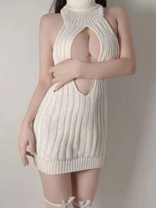 Open Chest Backless Teasing Sweater Women's Lingerie Nightdress Uniform Passion Short Skirt Crotchless Lingerie Valentine - 白色 - 查看 8