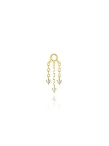1pc 925 Sterling Silver Earring Accessory, 18k Gold Plated Earring Connector Chain, Convertible Pendant Chain For Women, Suitable For Double Ear Piercings - Gold - View 18