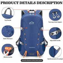 Hiking Backpack,Large 35L Travel Backpacks For Men Women,Water Resistant Ultra Lightweight Foldable Packable Camping Daypack For Outdoor Sports - Blue - View 6